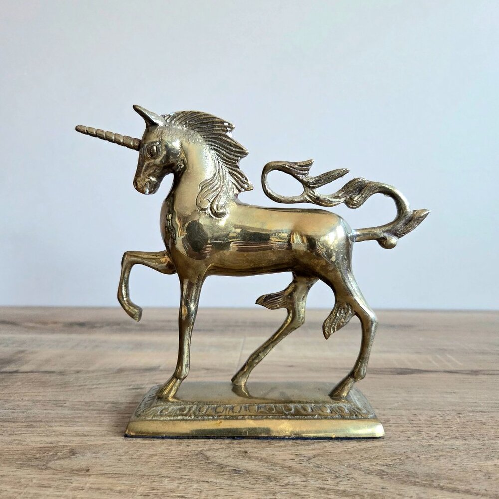 Vintage solid brass Unicorn figurine.